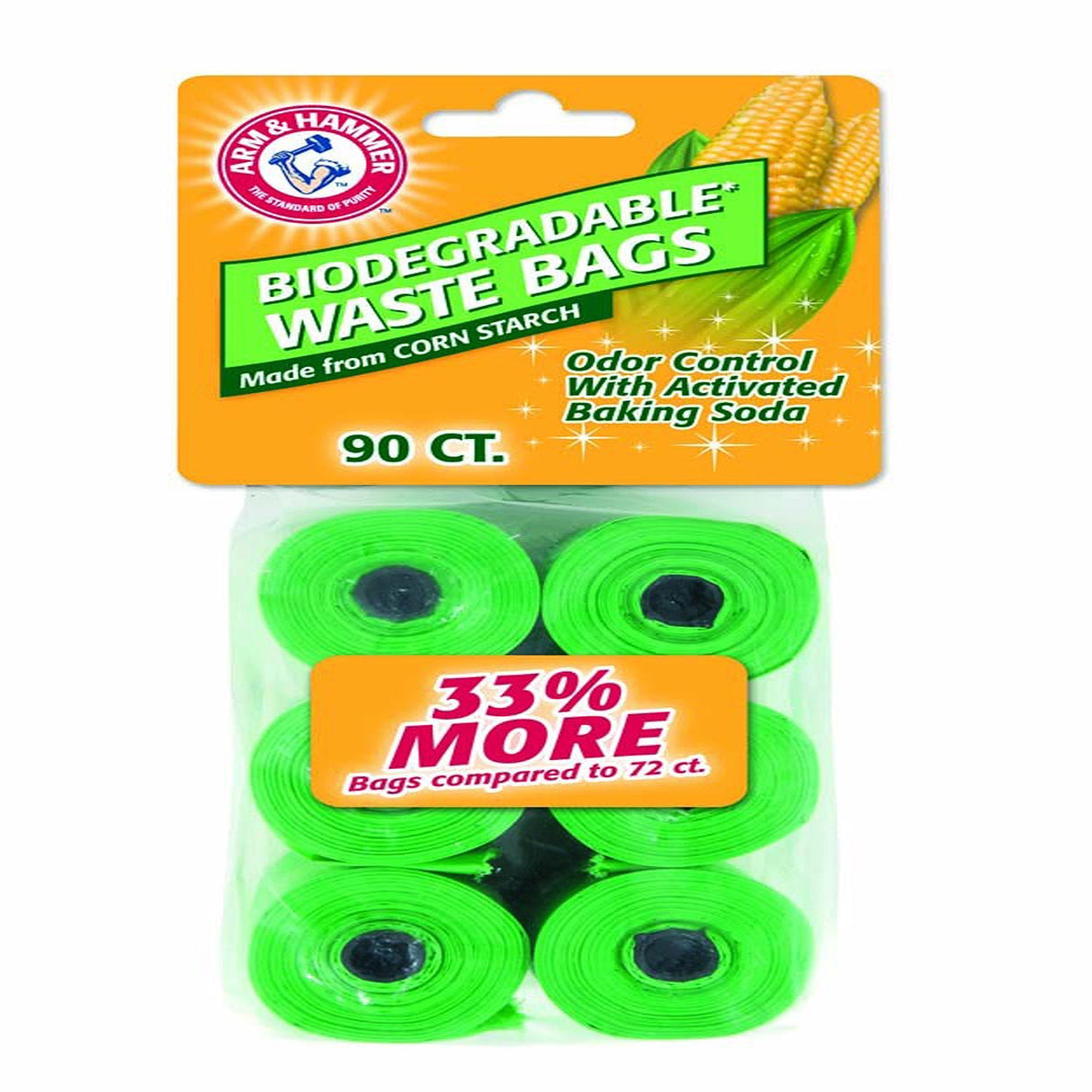 Arm & Hammer Disposable Corn Starch Biodegradable Waste Bags Refills Green 90 ct.