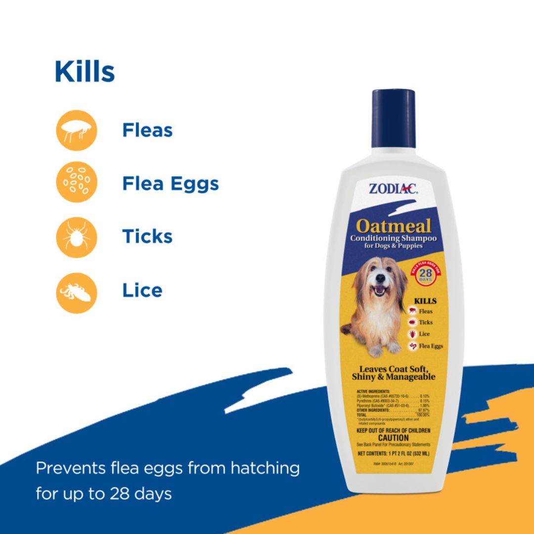 Zodiac Oatmeal Conditioning Shampoo for Dogs  Puppies 18 oz