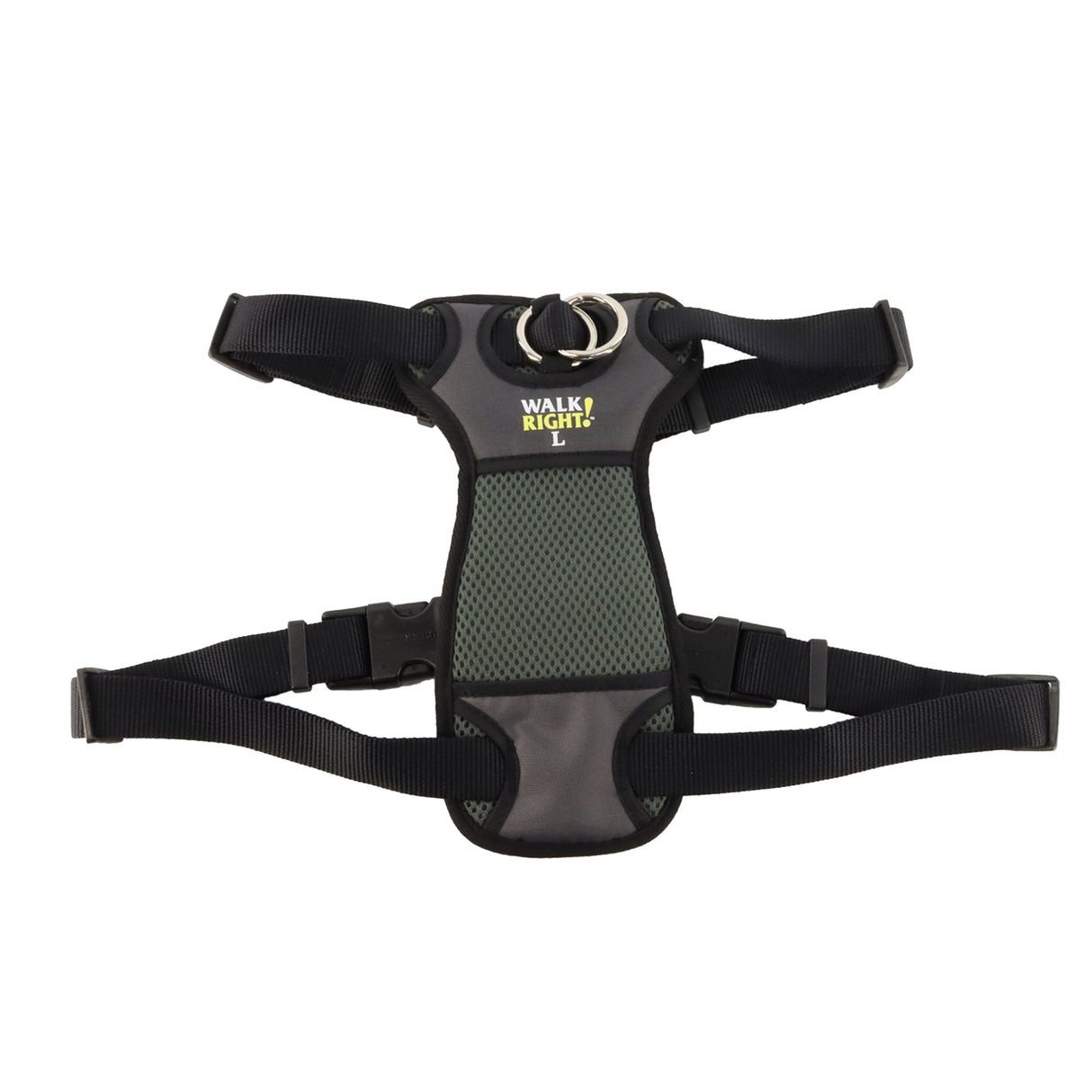 Walk Right Front-Connect Padded Dog Harness Black LG, 26-38 in