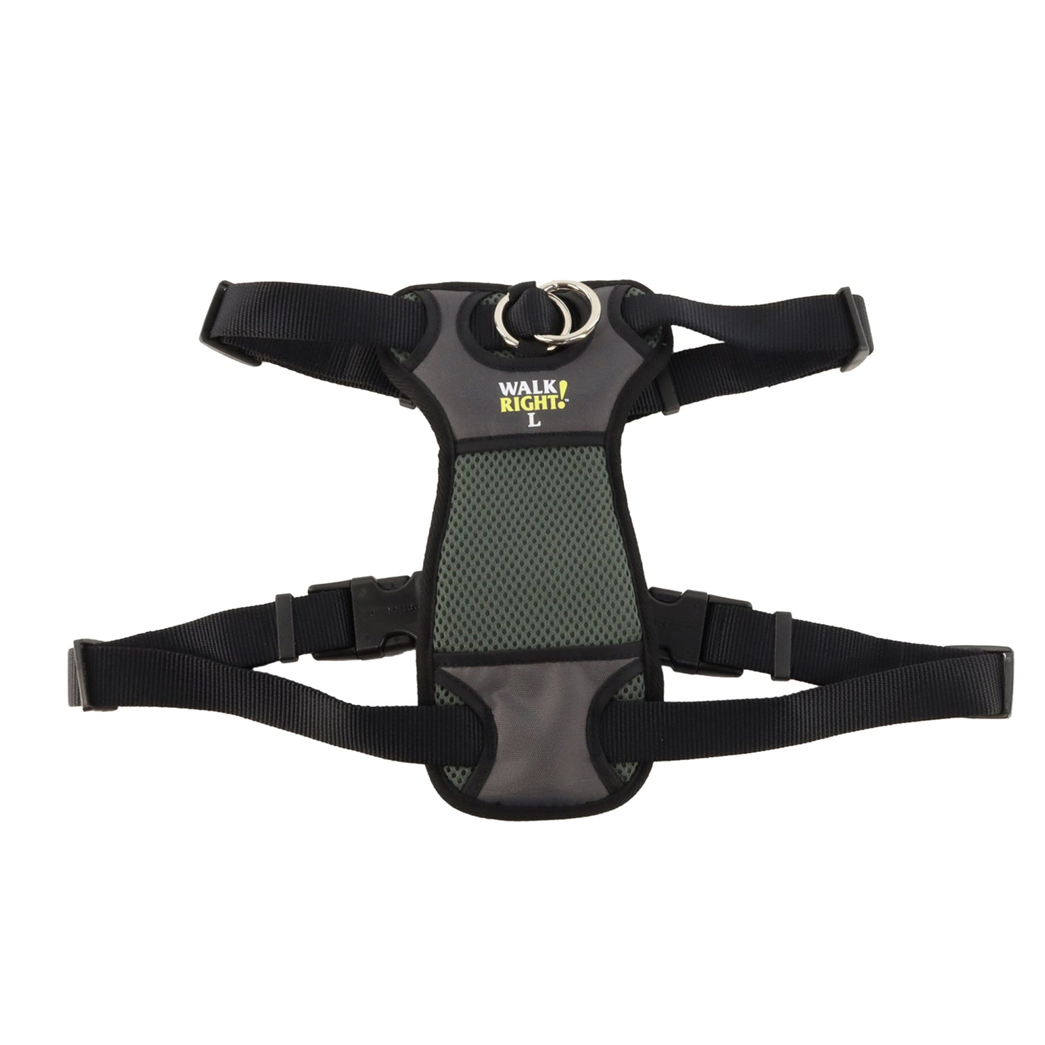 Walk Right Front-Connect Padded Dog Harness Black LG, 26-38 in