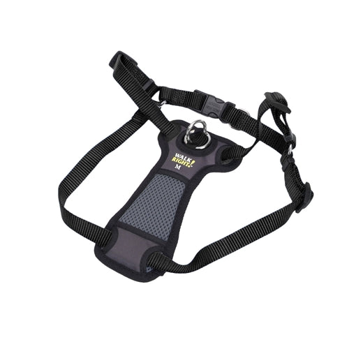 Walk Right Front-Connect Padded Dog Harness Black SM, 16-24 in