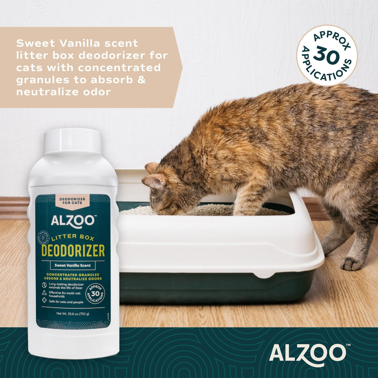 Alzoo Mineral-Based Litter Deodorizer Sweet Vanilla 26.6oz.