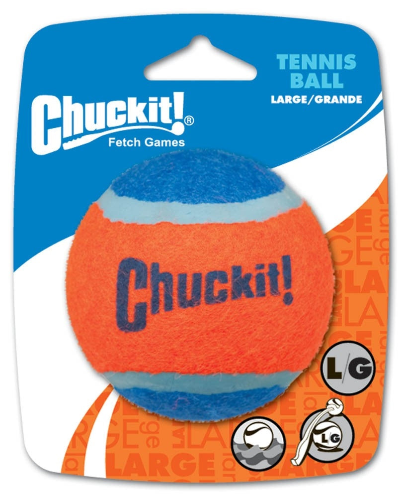 Chuckit! Tennis Ball Dog Toy Shrink Sleeve Blue/Orange LG, 1 pk