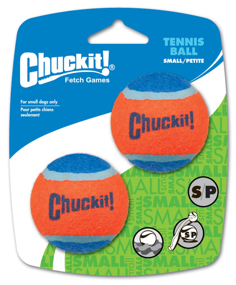 Chuckit! Tennis Ball Dog Toy Shrink Sleeve Blue/Orange SM, 2 pk