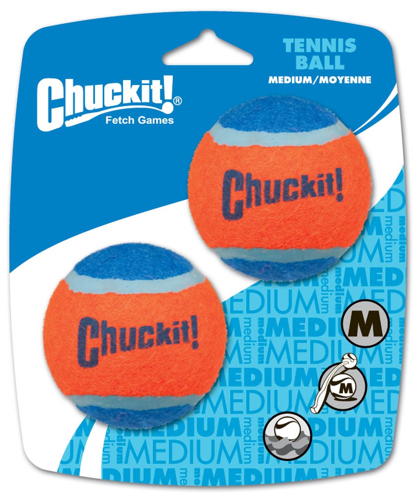 Chuckit! Tennis Ball Dog Toy Shrink Sleeve Blue/Orange MD, 2 pk
