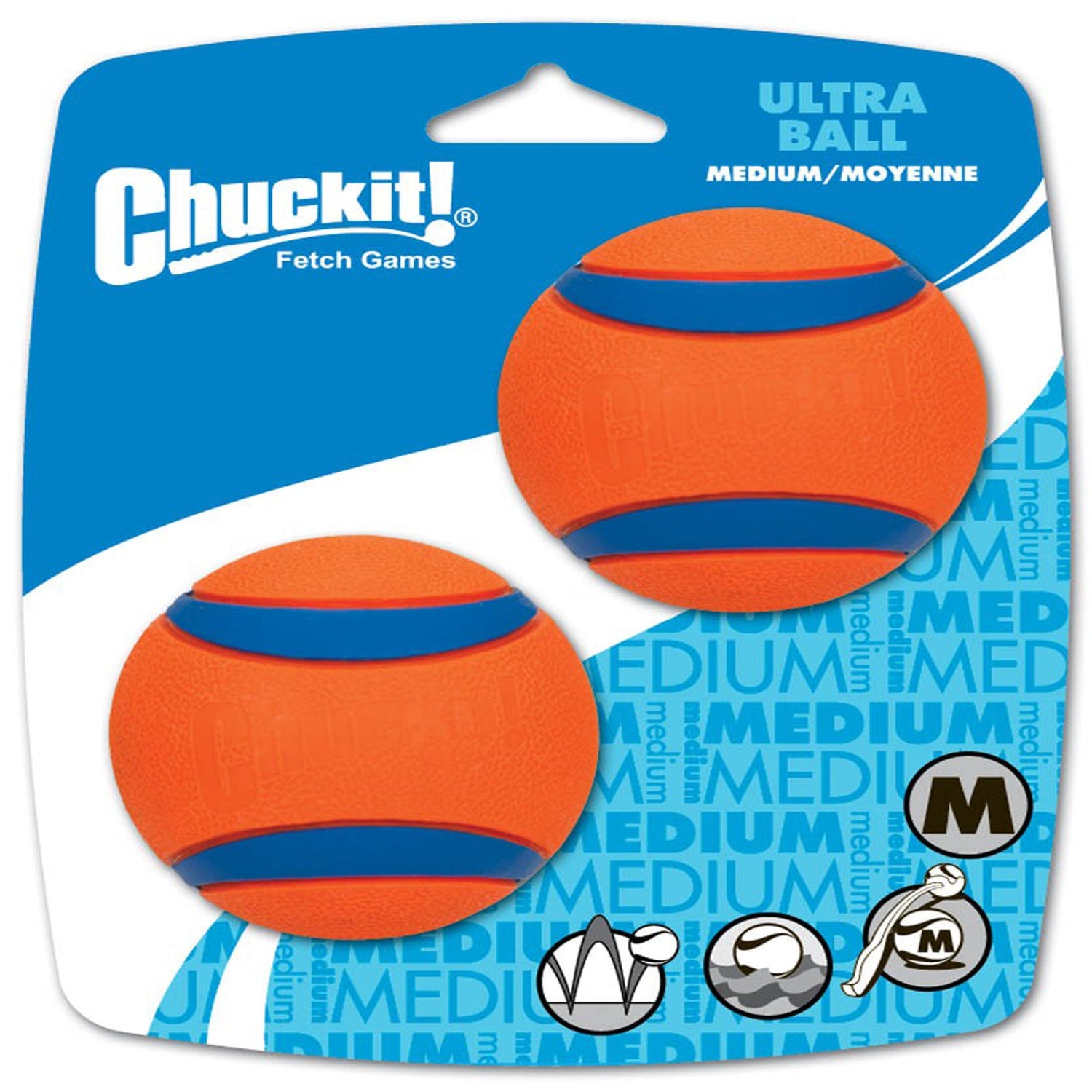 Chuckit! Ultra Ball Dog Toy Blue/Orange 2 pk, MD