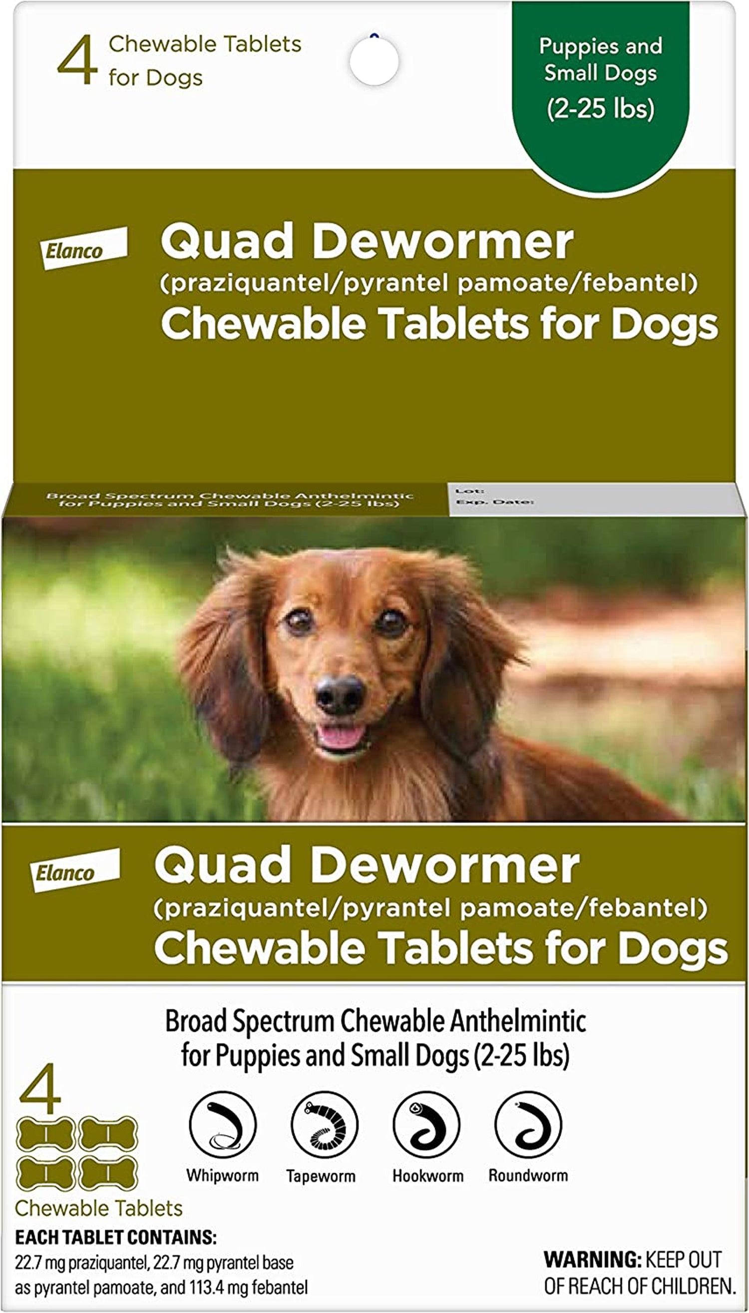 Bayer Quad Dewormer 4Ct. Small Dog 2-25 lbs.