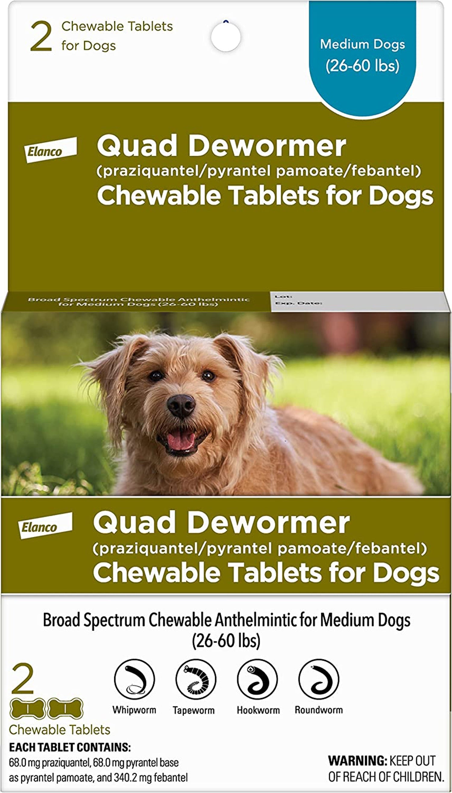 Bayer Quad Dewormer 2Ct. Medium Dog 26-60 lbs.
