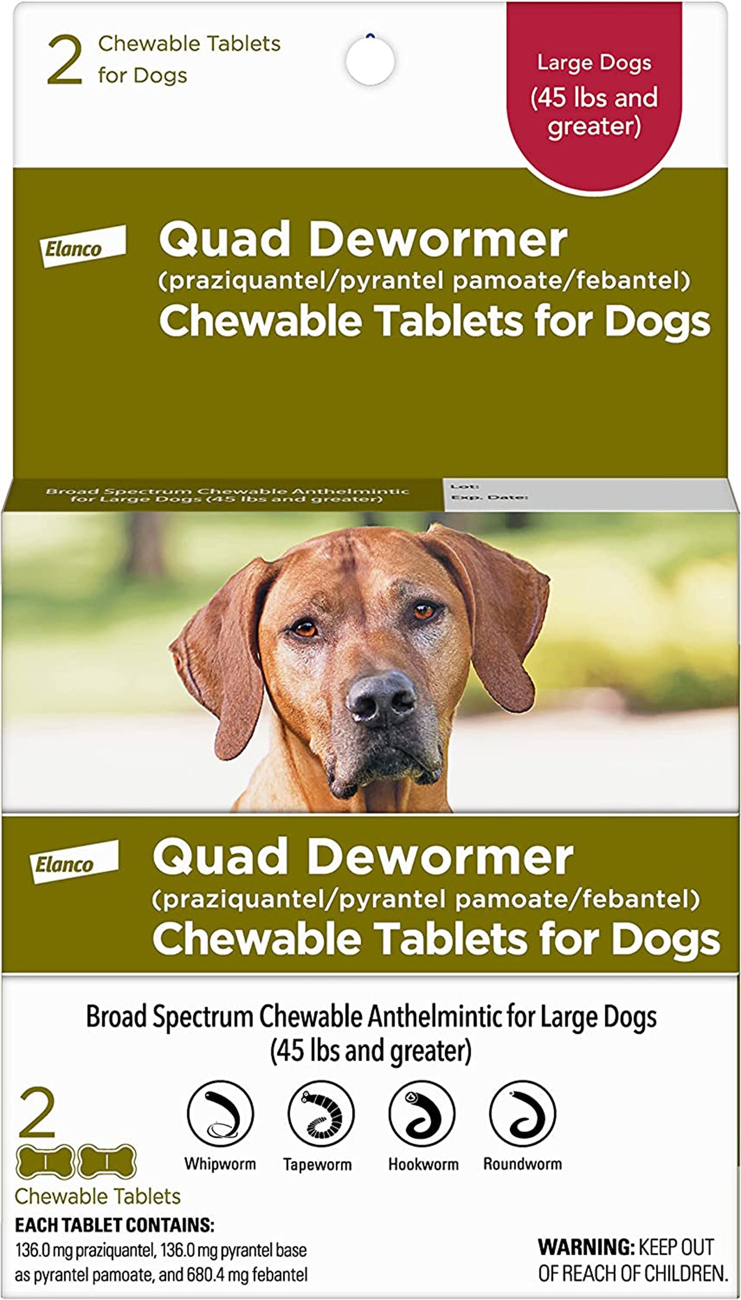 Bayer Quad Dewormer 2Ct. Large Dog 45 lbs. or greater