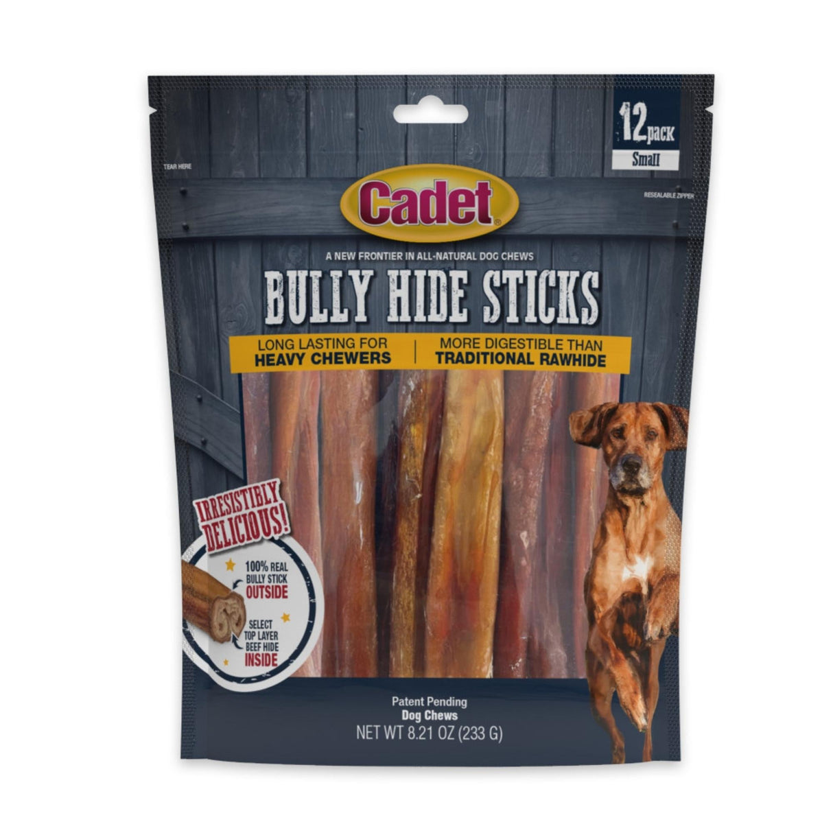 Cadet Bully Hide Sticks All-Natural Dog Chews Small Stick, 12 ct