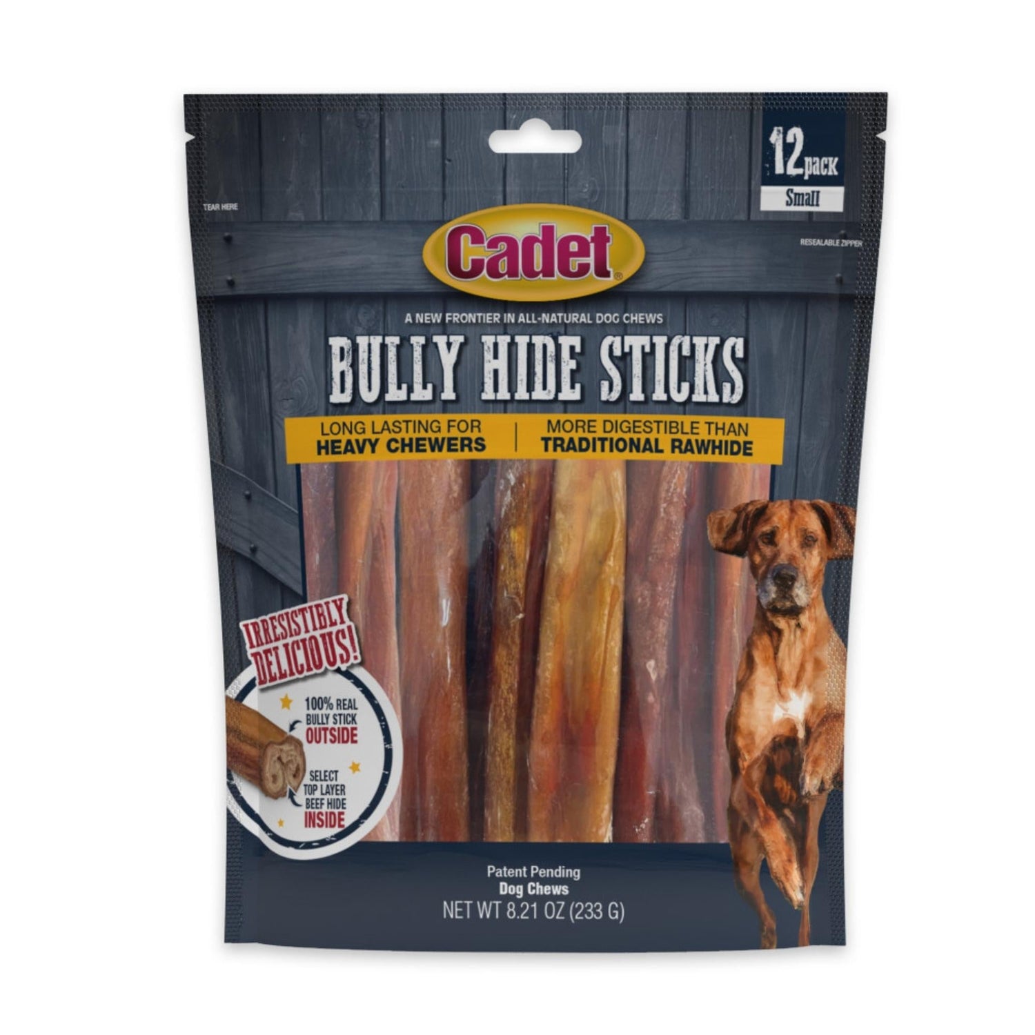 Cadet Bully Hide Sticks All-Natural Dog Chews Small Stick, 12 ct