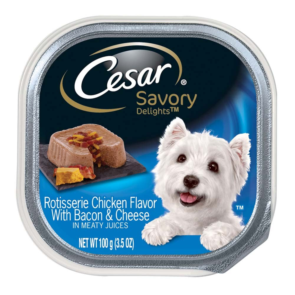 Cesar Loaf & Topper in Sauce Adult Wet Dog Food Rotisserie Chicken w/Bacon & Cheese (Case of 24)