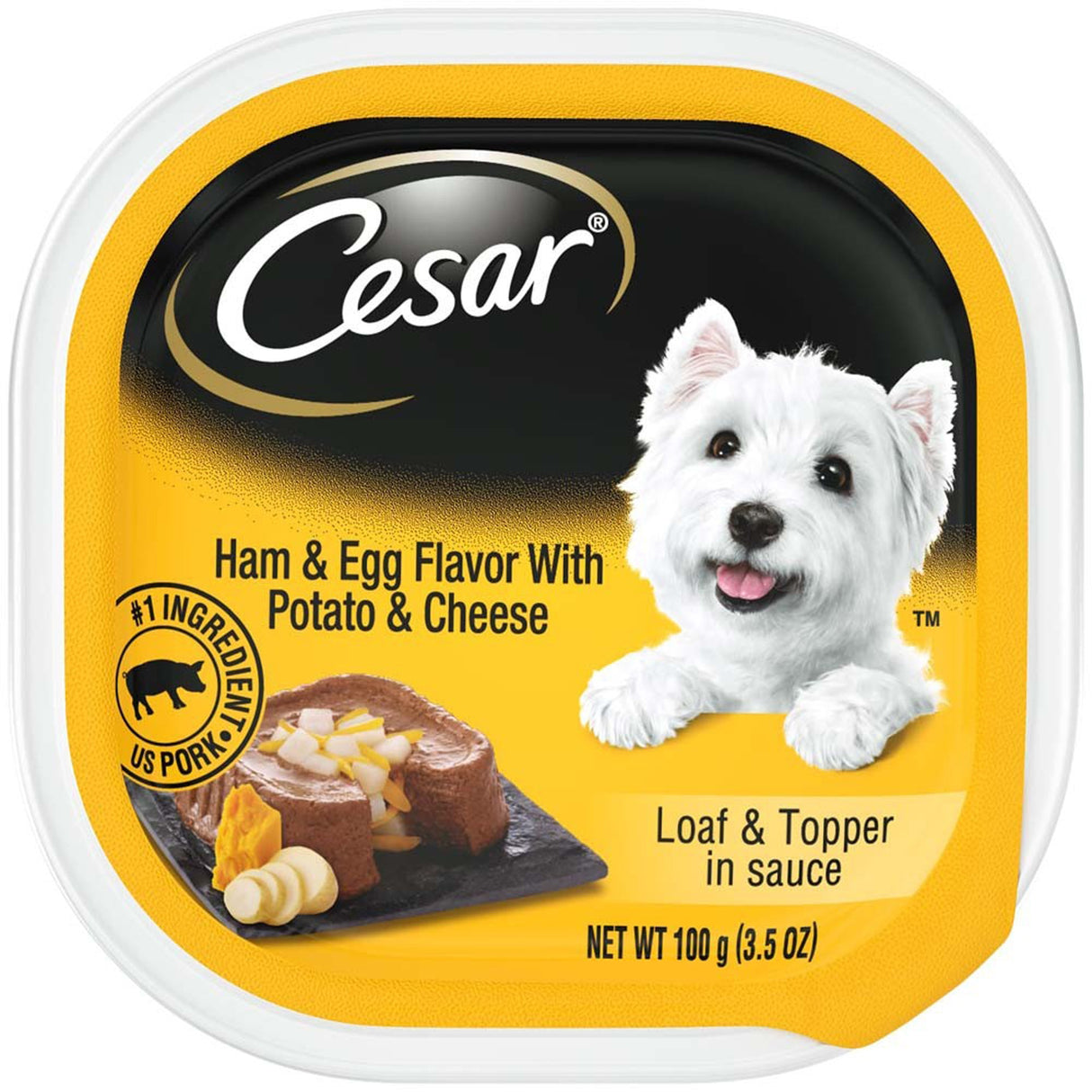 Cesar Loaf & Topper in Sauce Adult Wet Dog Food Ham & Egg w/Potato & Cheese (Case of 24)