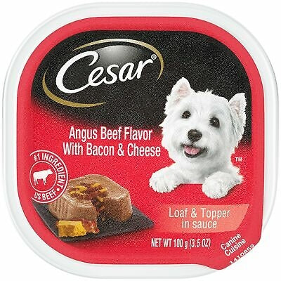 Cesar Loaf & Topper in Sauce Adult Wet Dog Food Angus Beef w/Bacon & Cheese (Case of 24)