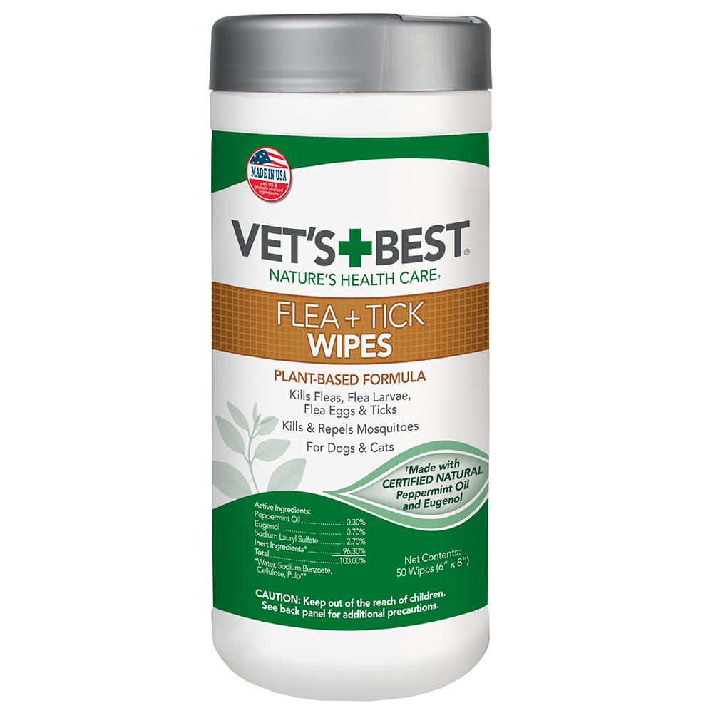 Vet's Best Flea and Tick Wipes for Dogs & Cats 50 ct