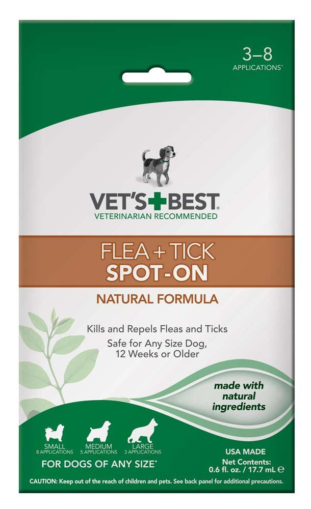 Vet's Best Flea and Tick Spot-On 0.6 fl oz approximately 3-8 months treatments