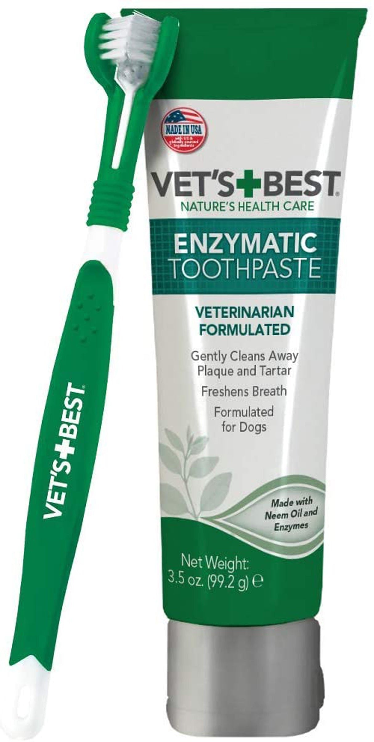 Vet's Best Dental Care Kit with Toothbrush and Gel for Dogs Toothpaste: 3.5 oz