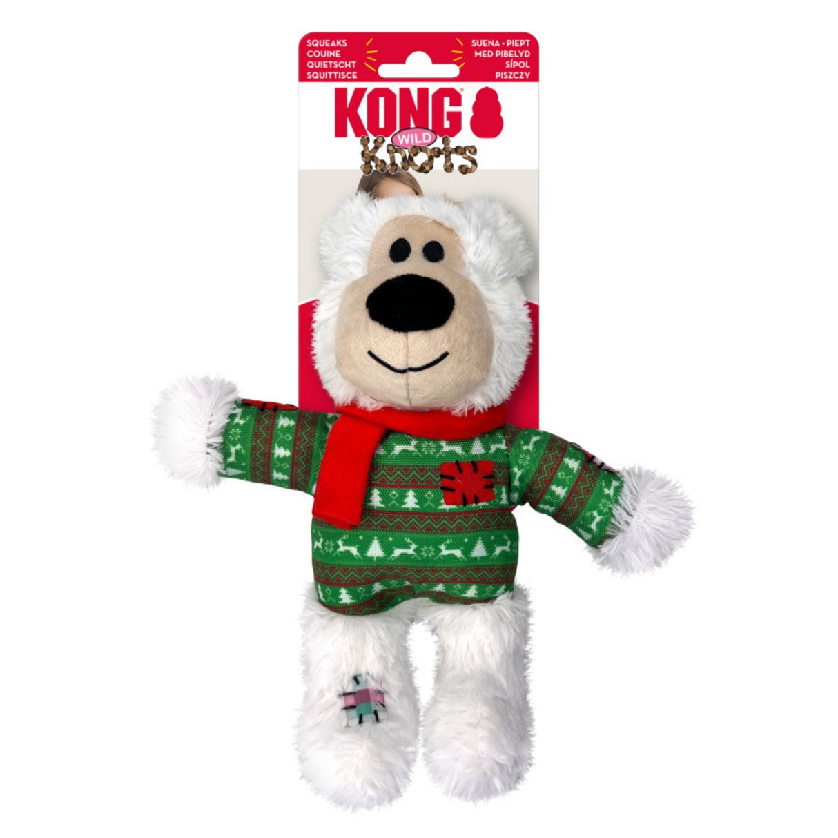 KONG Holiday Wild Knots Bear Dog Toy Assorted, Medium/Large