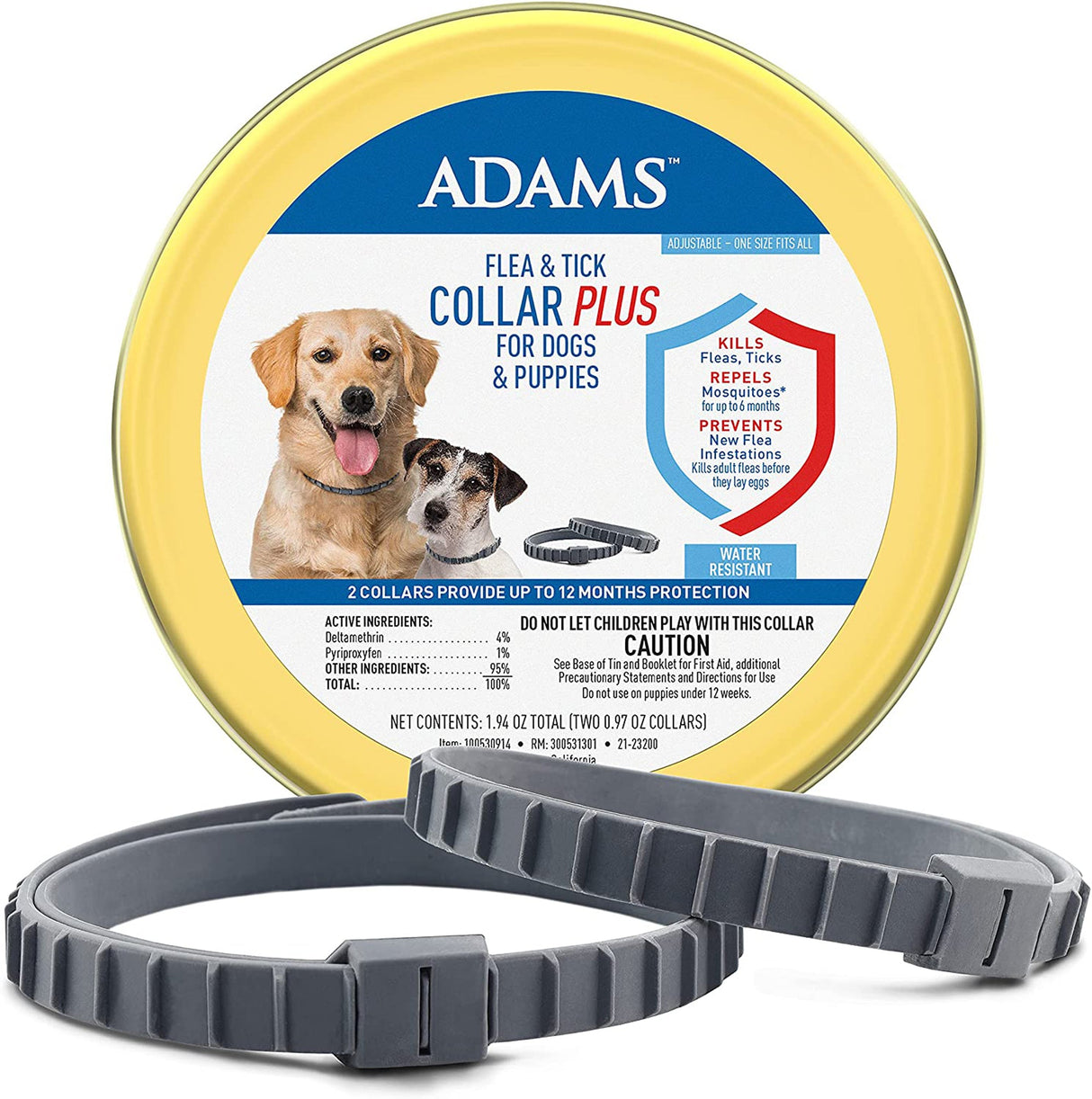 Adams Flea & Tick Collar Plus for Dogs & Puppies 2 pack