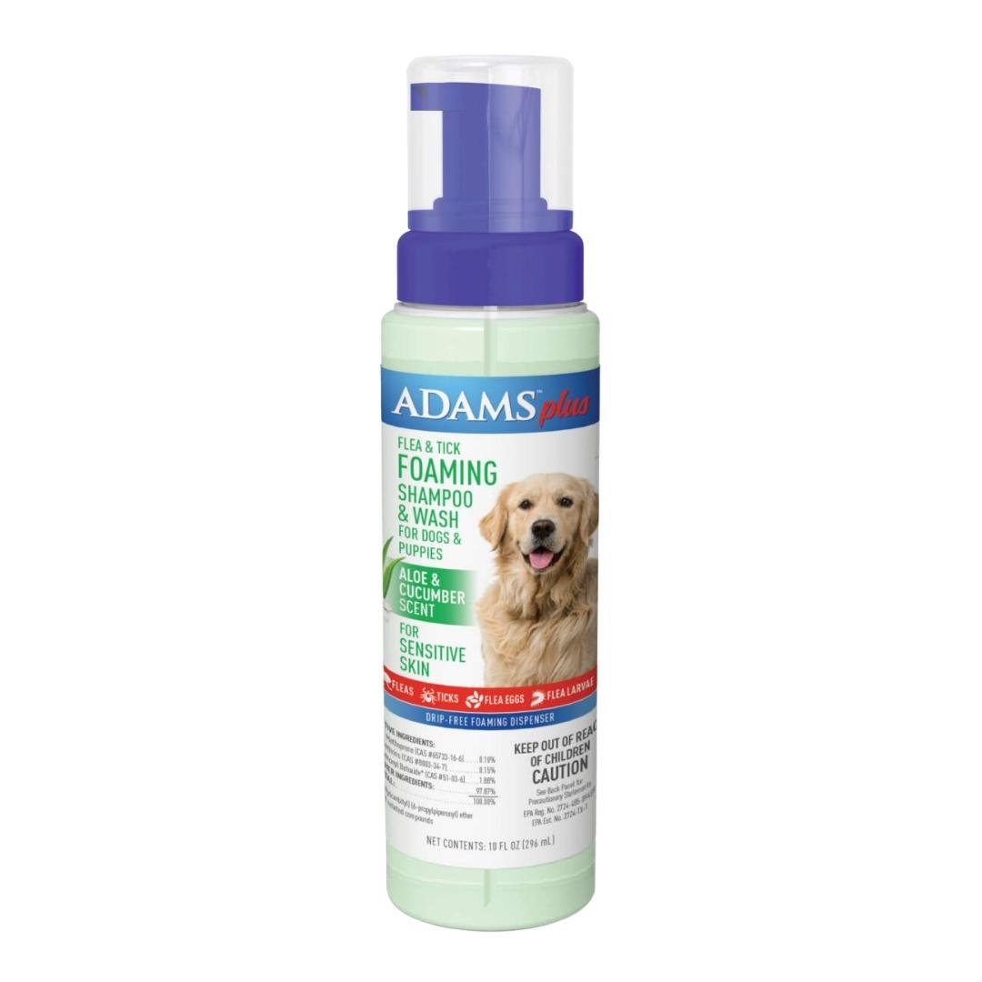 Adams Plus Flea & Tick Foaming Shampoo & Wash for Dogs & Puppies 10 oz.