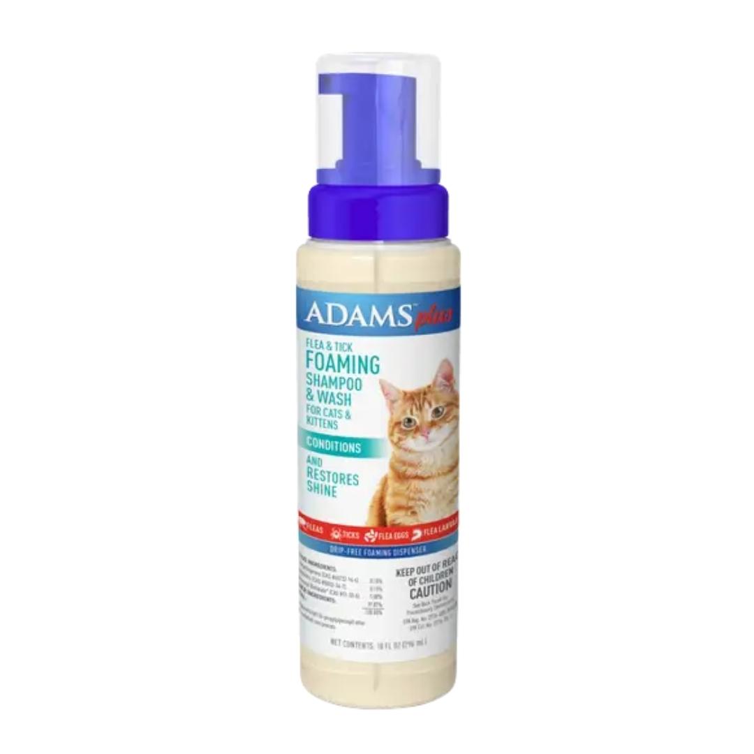 Adams Plus Flea & Tick Foaming Shampoo & Wash for Cats & Kittens 10 fl oz.