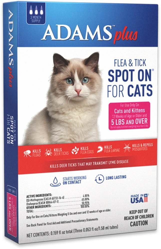 Adams Plus Flea & Tick Spot On for Cats & Kittens Over 5 lb