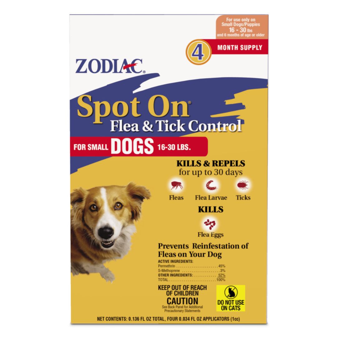 Zodiac Spot On Flea  Tick Control Small Dogs 16-30 lb, 4 pk