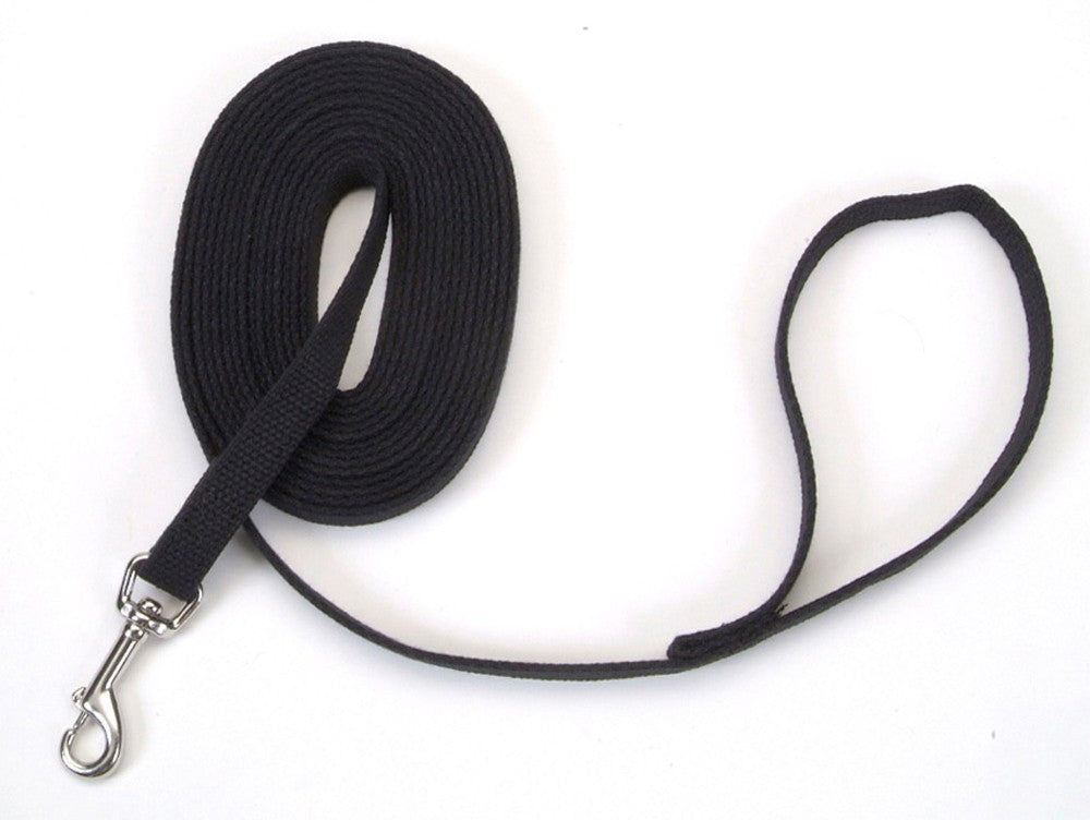 Coastal Train Right! Cotton Web Training Leash Black 5/8"X30ft