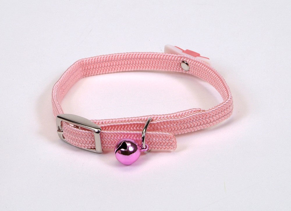 Lil Pals Elasticized Safety Kitten Collar with Jeweled Bow Pink