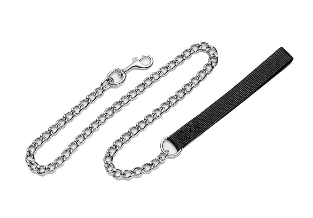 Titan Chain Dog Leash with Nylon Handle Red 2 mm X 4 ft.