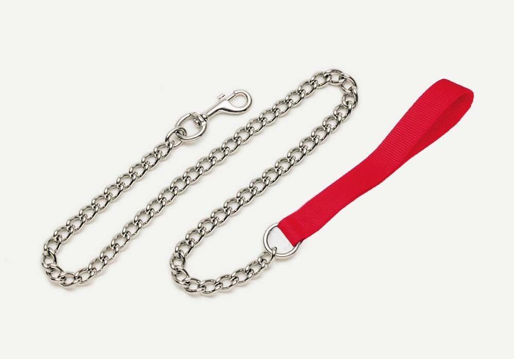 Titan Chain Dog Leash with Nylon Handle Red 3 mm X 4 ft.