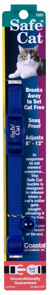 Safe Cat Adjustable Snag-Proof Nylon Breakaway Collar Blue 3/8 in x 8-12 in.