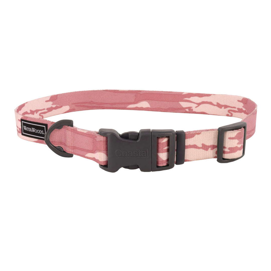 Coastal Water and Woods Adjustable Dog Collar Bottomland Pink 18-26 in LG