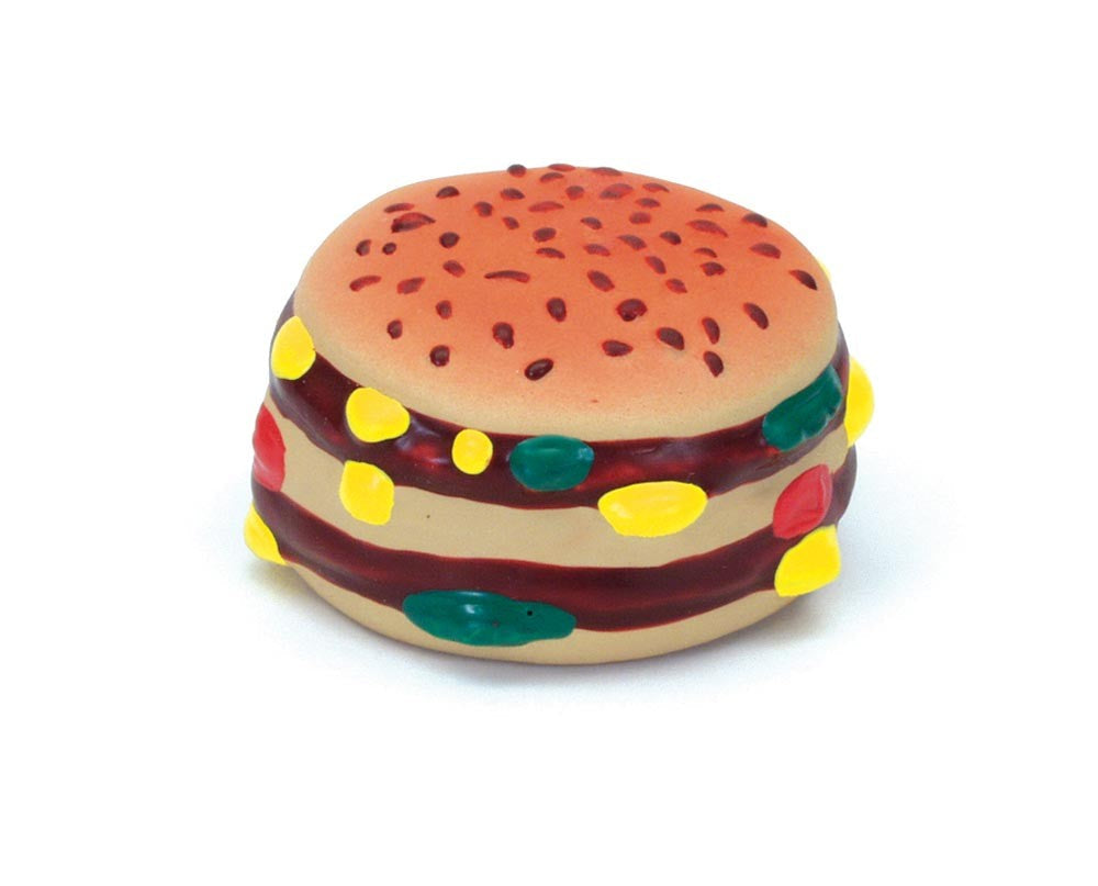 Rascals Latex Dog Toy hamburger Multi-Color 2.5 in.