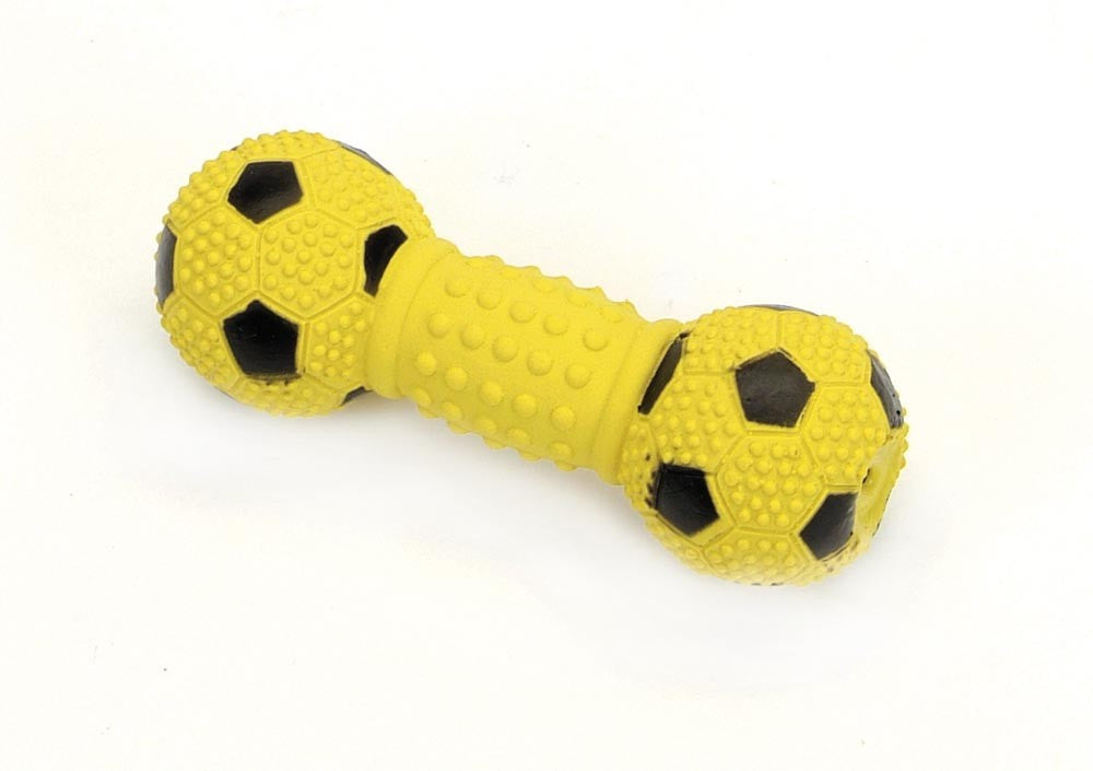Rascals Latex Soccer Dumbbell Dog Toy Yellow 5.5 in.