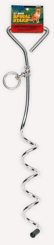 Titan Dog Tie Out Stakes for Loose Soil Spiral Silver 17 in.