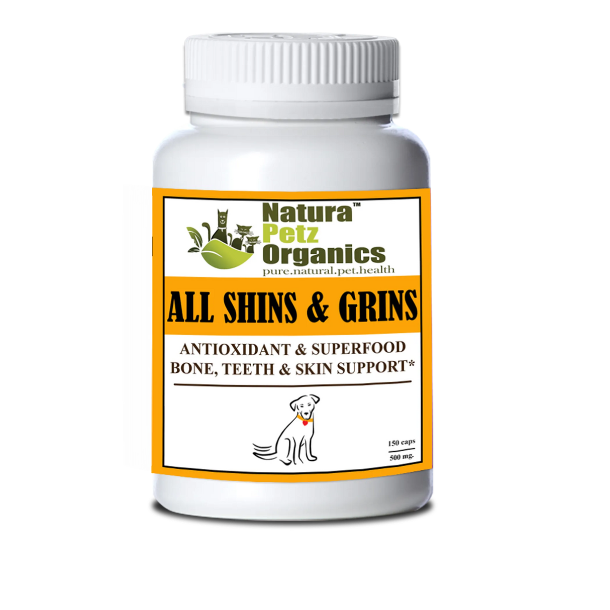 All Shins & Grins Capsules - Antioxidant Super Food Bone, Eye, Teeth & Skin Support Dog & Cat Vitamins