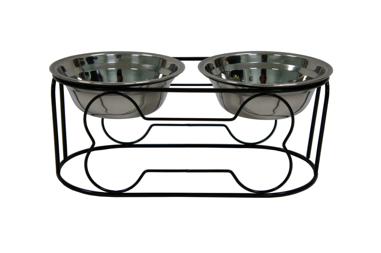 YML Wrought Iron Stand with Double Stainless Steel Feeder Bowls