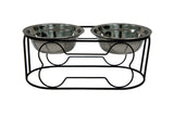 YML Wrought Iron Stand with Double Stainless Steel Feeder Bowls