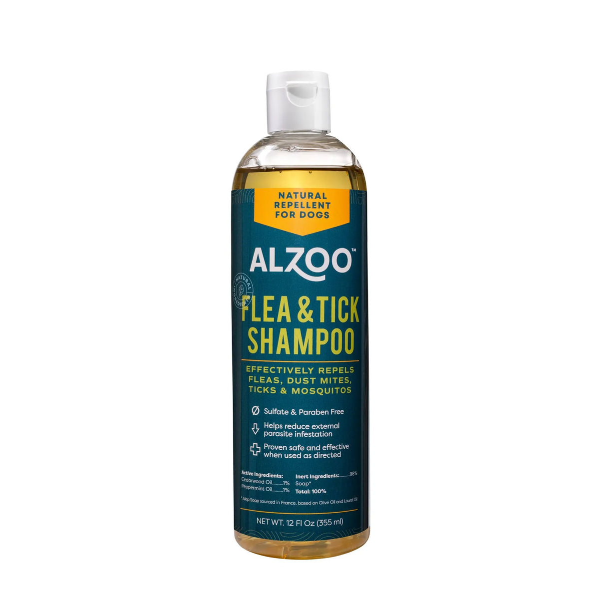 ALZOO Plant-Based Flea and Tick Repellent Shampoo for Dogs, 12oz