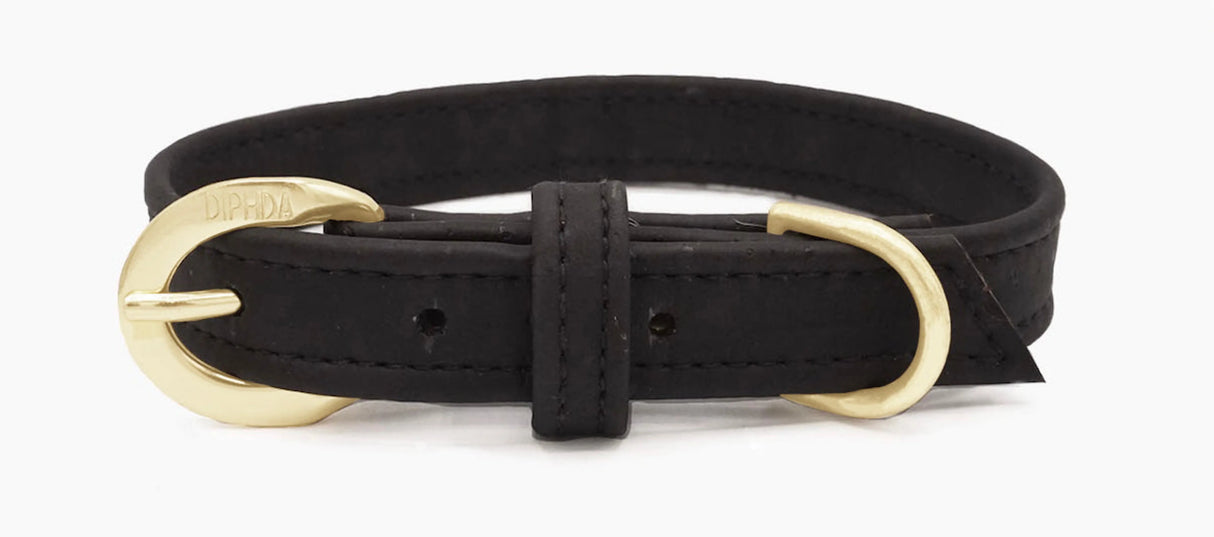 Midnight Black Cork Leather Collar