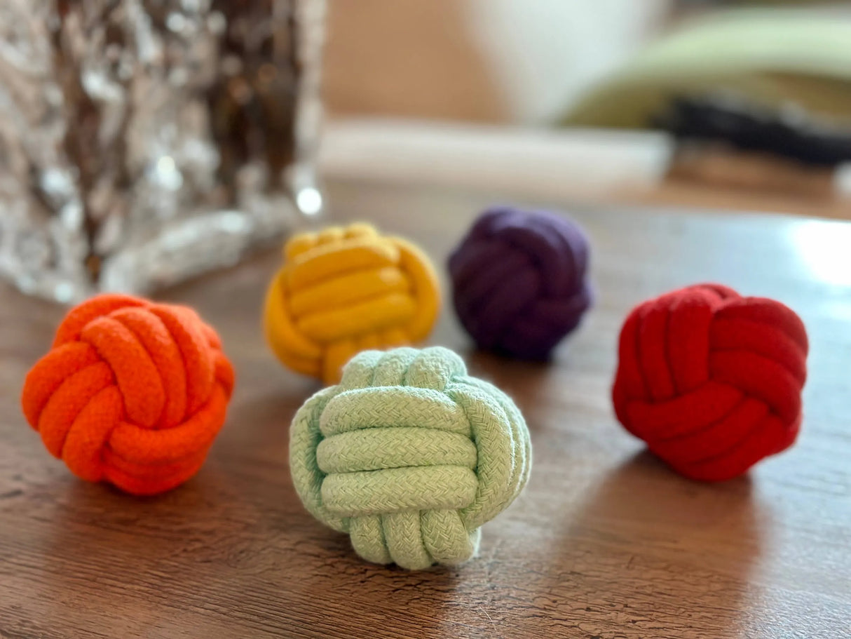 Handmade Sustainable Colorful Rope Balls 5Pc Set