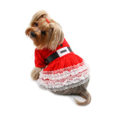 Lace Ruffles Puffy Sleeves Christmas Dress, sizes from Extra Small to Extra Large