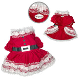 Lace Ruffles Puffy Sleeves Christmas Dress, sizes from Extra Small to Extra Large