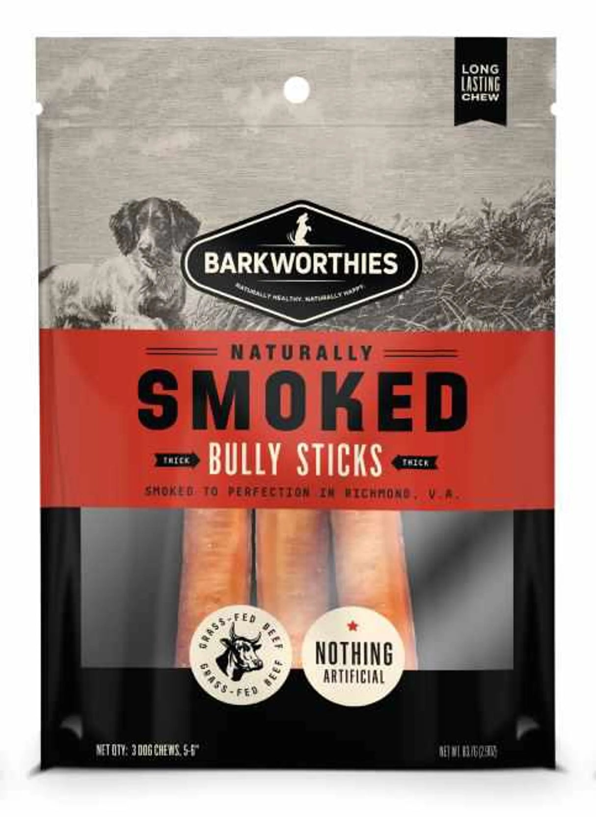 Barkworthies Smoked Bully 6" Thick 3pk