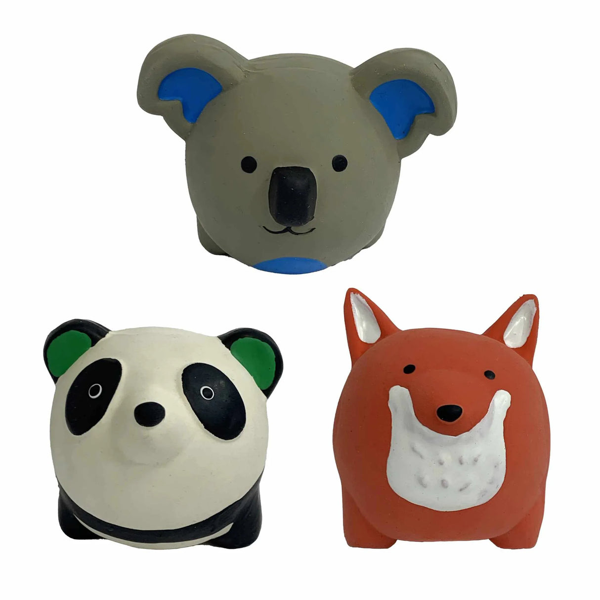 Multipet Minipet Latex Round Animals Dog Chew Toy Assorted Animals 2.5"-Small