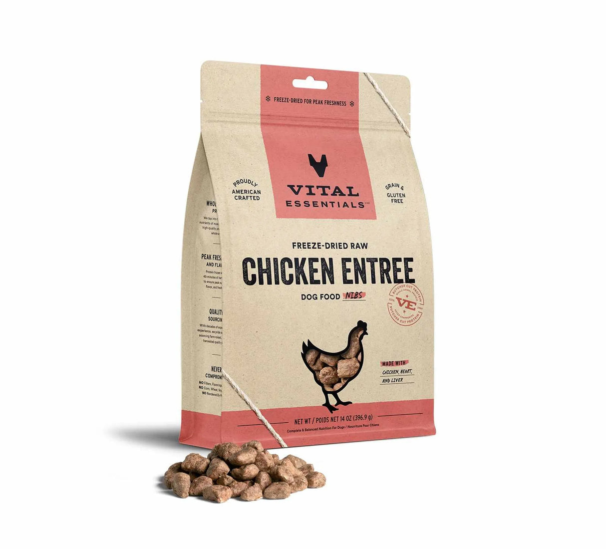 Vital Essentials(R) Freeze-Dried Raw Chicken Entree Dog Food Nibs, 14 oz