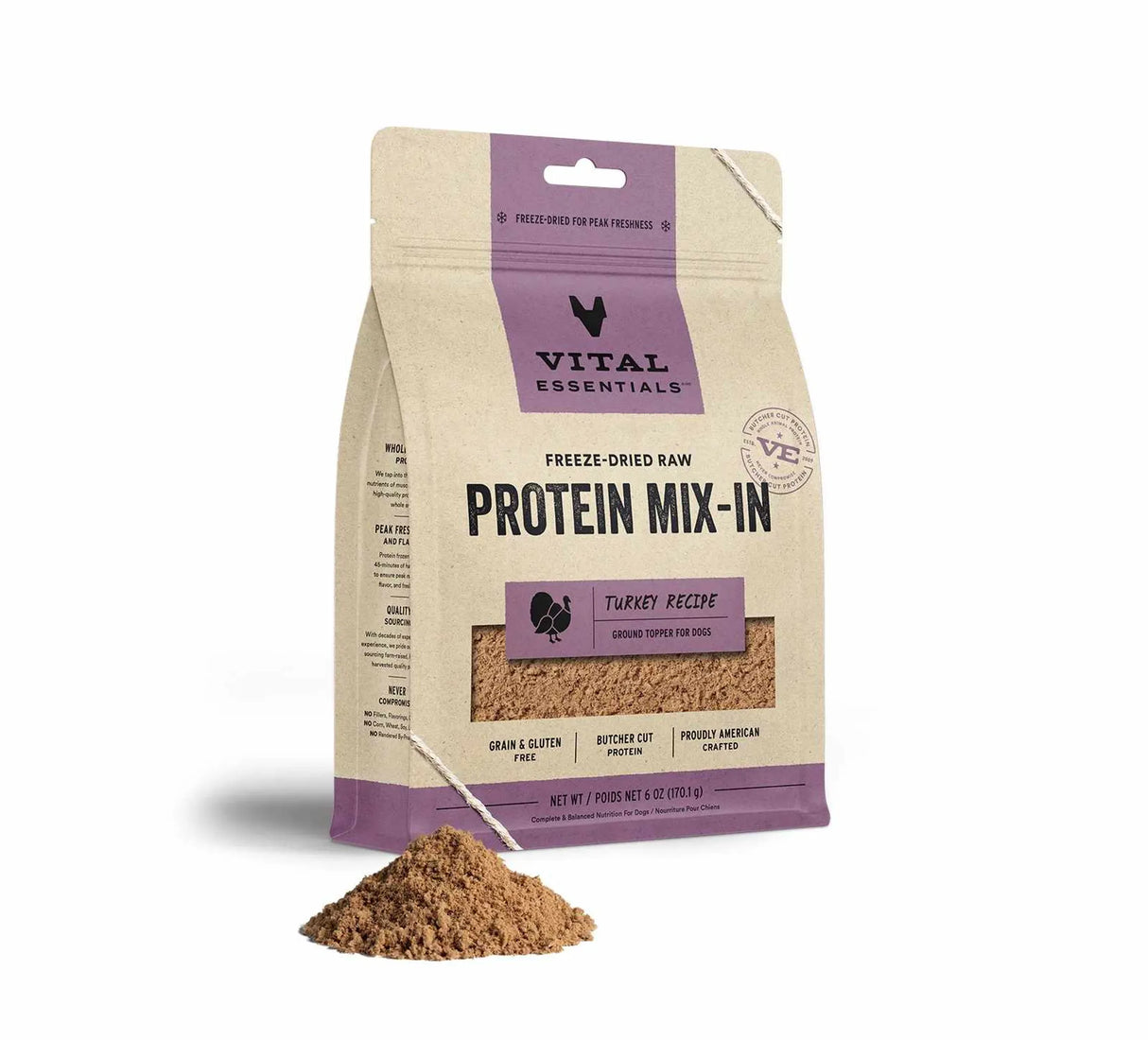 Vital Essentials(R) Freeze-Dried Raw Turkey Protein Mix-In Ground Topper for Dogs,