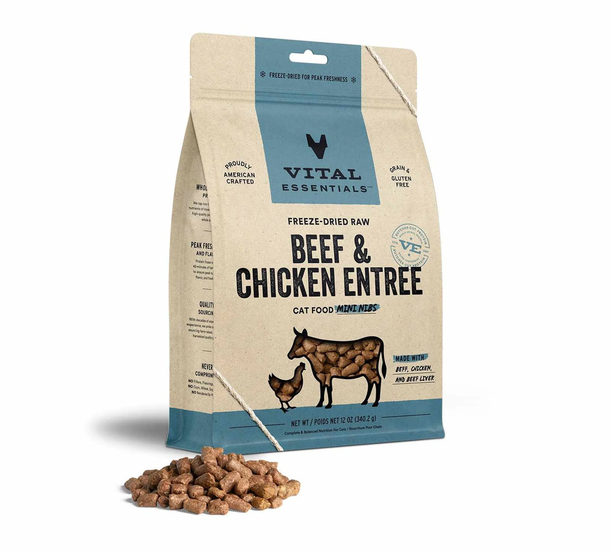 Vital Essentials(R) Freeze-Dried Raw Beef & Chicken Entree Cat Food Mini Nibs,