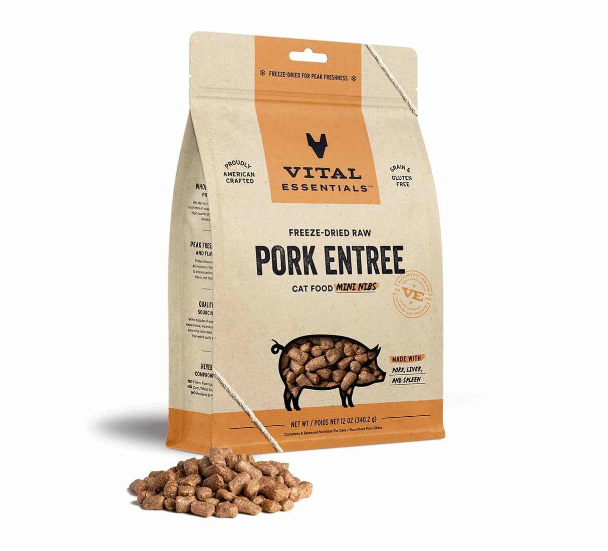 Vital Essentials(R) Freeze-Dried Raw Pork Entree Cat Food Mini Nibs